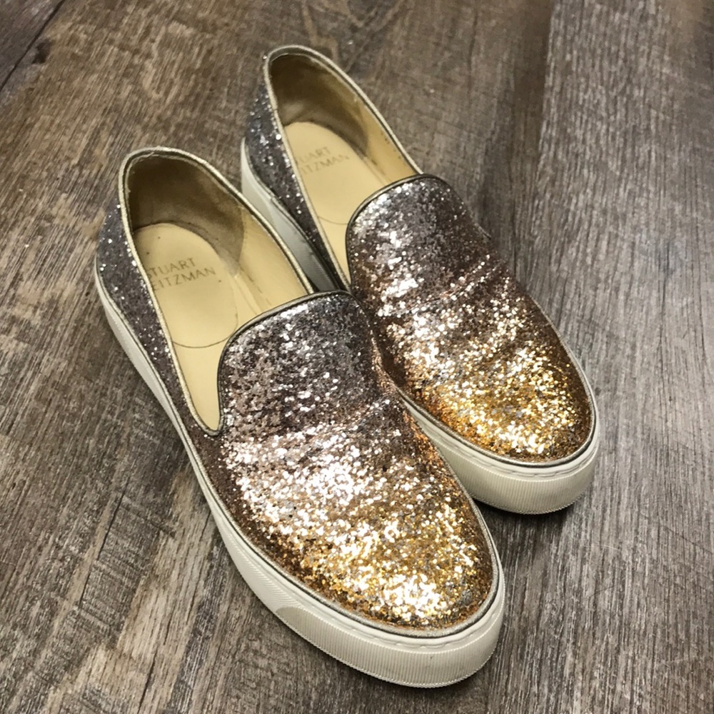 Gold sparkly flats